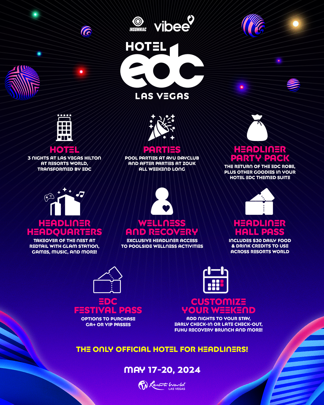 INSOMNIAC anuncia los shows exclusivos para su Hotel EDC 2024